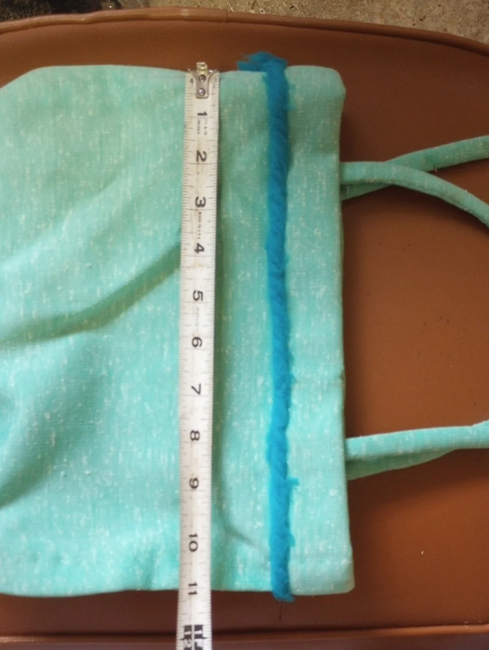 Vintage Retro Green Fabric Tote Purse w/ Aqua Trim & Red Interior